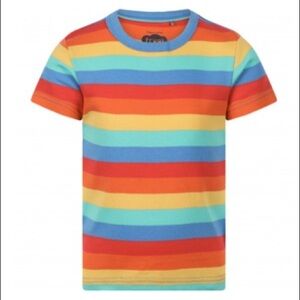 Frugi rainbow stripe short sleeve T-shirt toddler unisex size 4-5 organic cotton